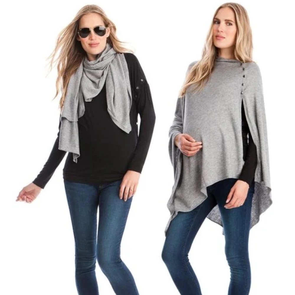 Seraphine Grey Nursing Cover Maternity Shawl Poncho